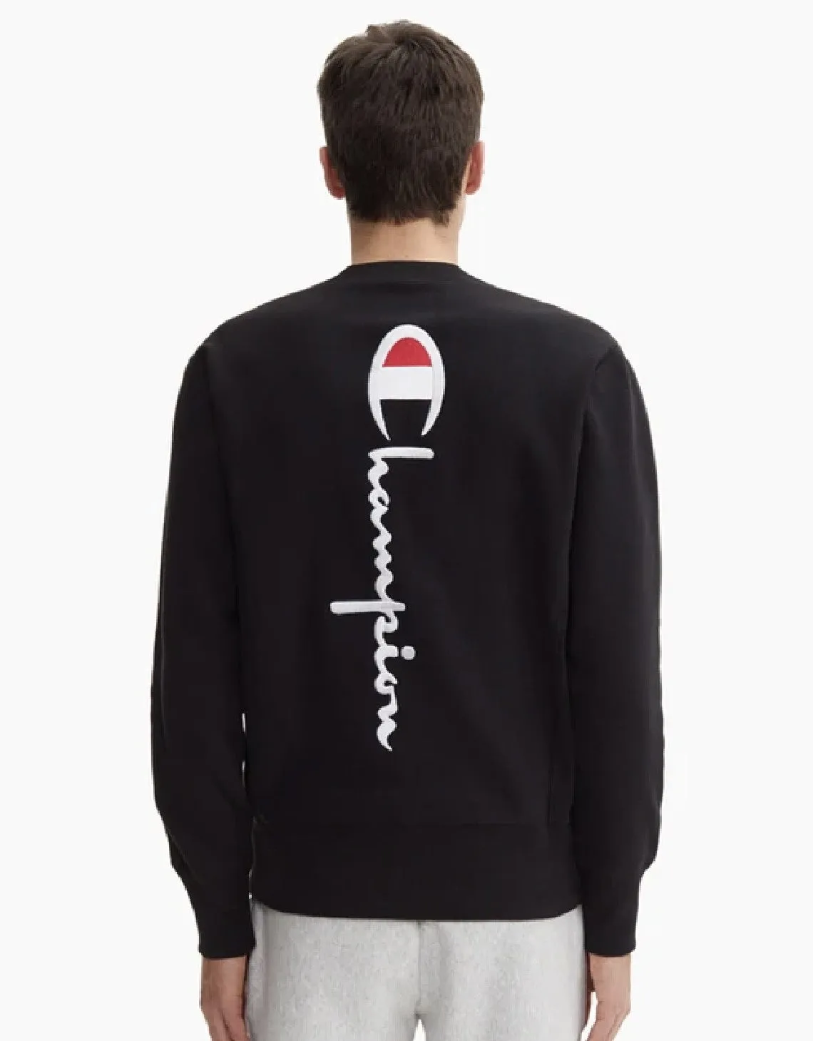 VERTICAL SCRIPT LOGO BACK REVERSE WEAVE SWEATSHIRT BLACK