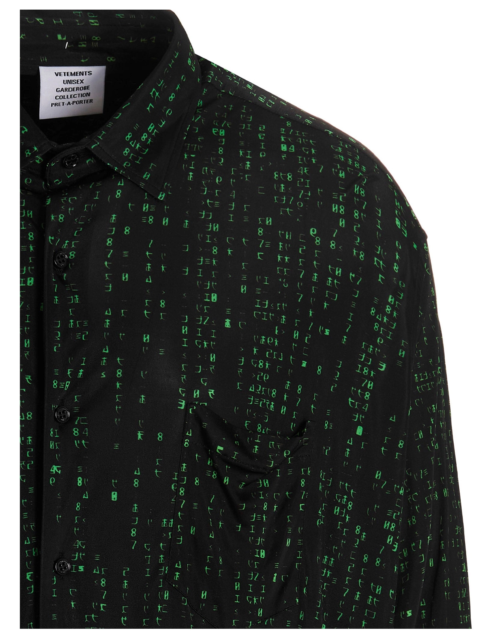 Vetements Code Printed Long-Sleeved Shirt