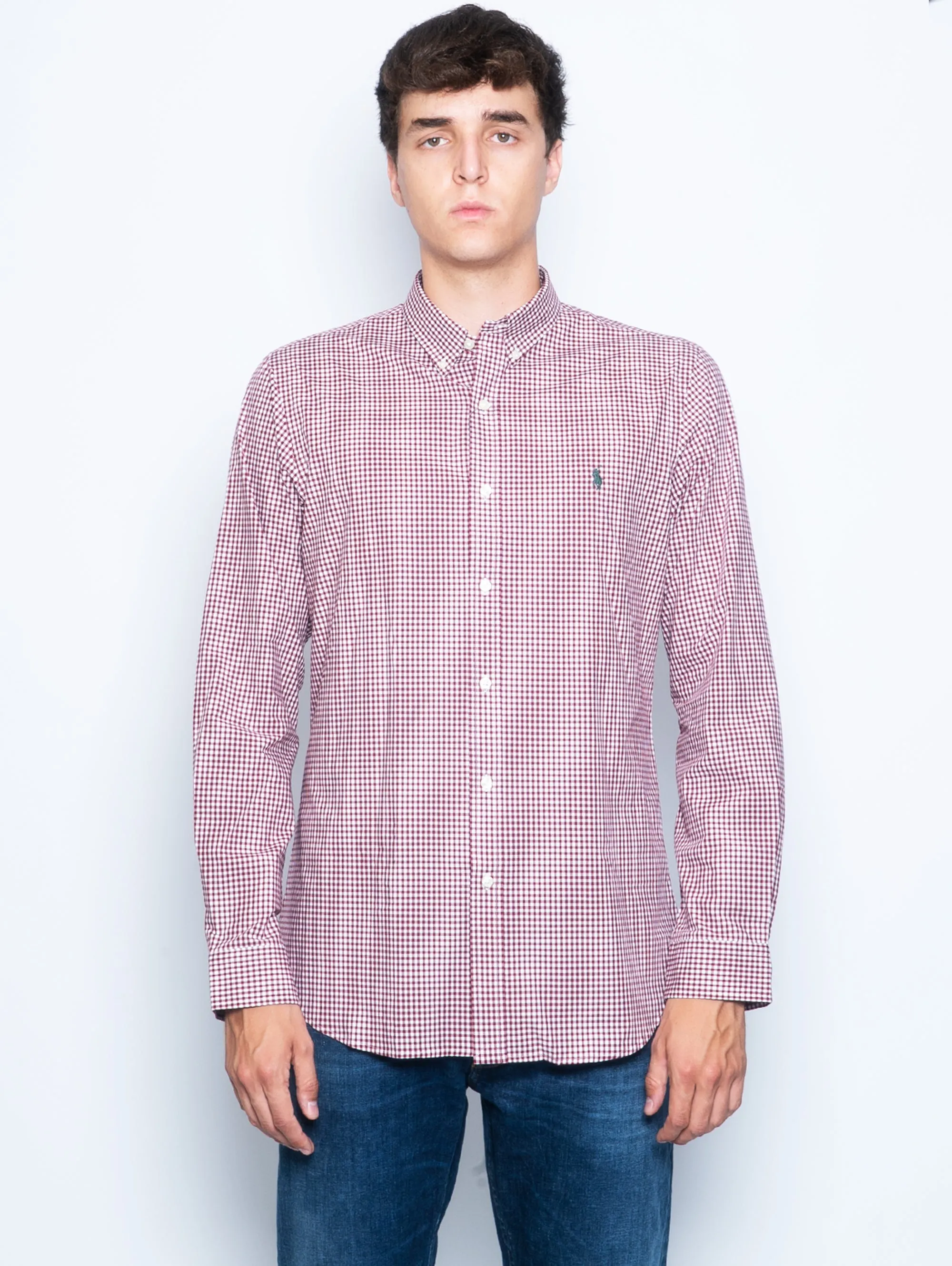 White/Burgundy Checked Shirt
