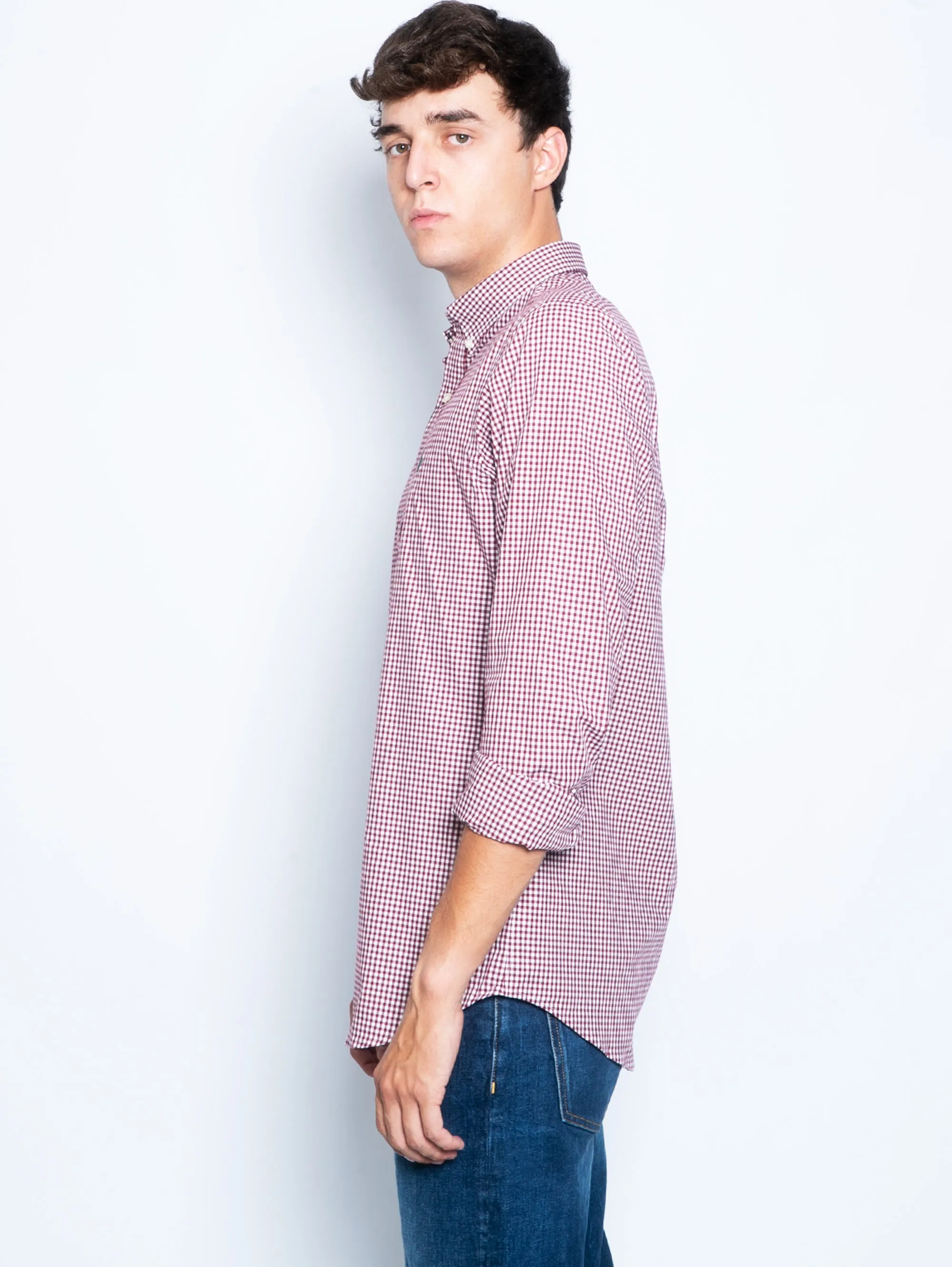 White/Burgundy Checked Shirt