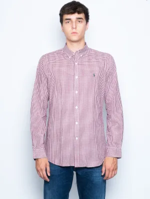 White/Burgundy Checked Shirt